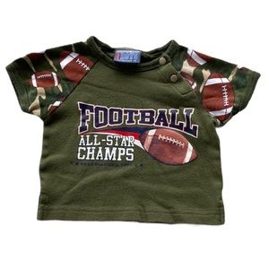 4/$12 💥 EUC (6-9m) Only Boys Football All-Star Champs Green T-Shirt (477)